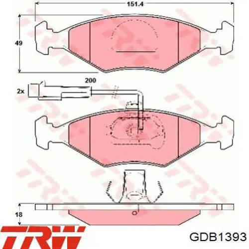 Передние тормозные колодки GDB1393 TRW