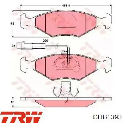 Колодки TRW GDB1393 цена, от 39.57 USD