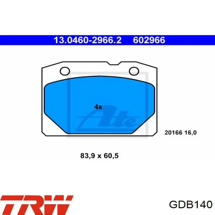 Купить GDB140 TRW Колодки тормозные