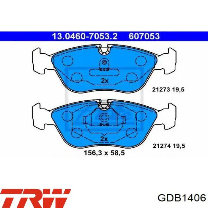 Купить GDB1406 TRW Колодки тормозные