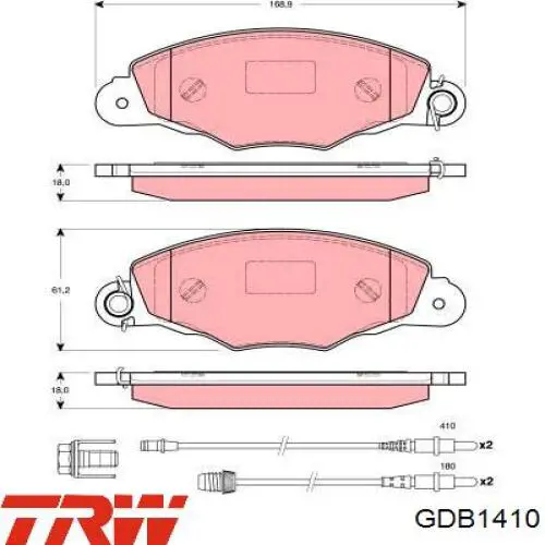 GDB1410 TRW колодки тормозные передние дисковые