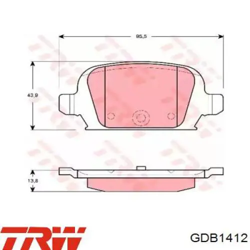 Задние тормозные колодки GDB1412 TRW