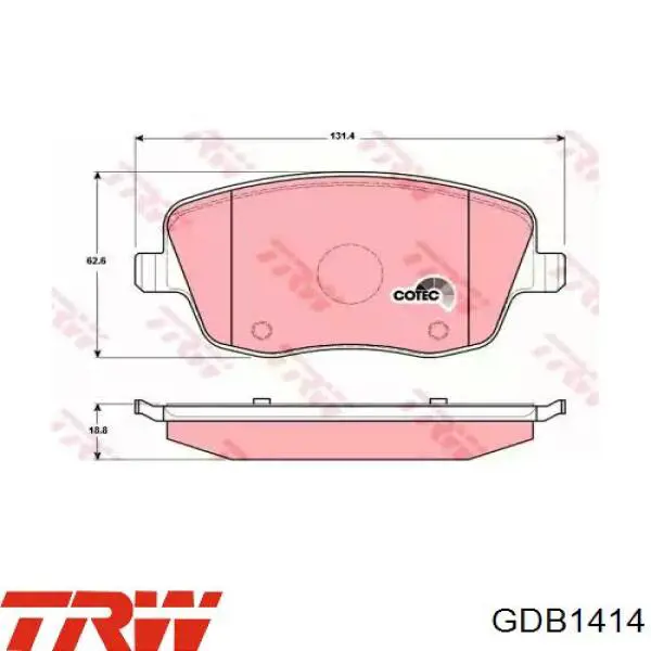Купить GDB1414 TRW Колодки тормозные