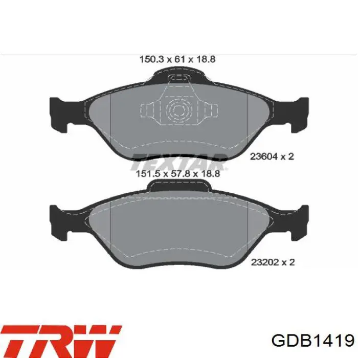 Купить GDB1419 TRW Колодки тормозные