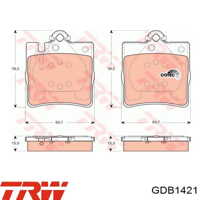 Задние тормозные колодки GDB1421 TRW