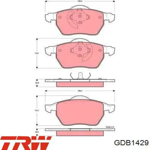 GDB1429 TRW передние тормозные колодки
