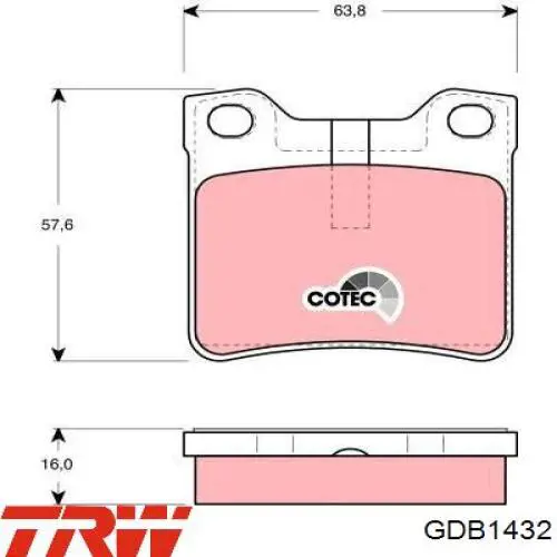 Задние тормозные колодки GDB1432 TRW