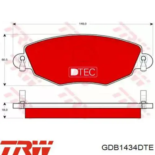 Передние тормозные колодки GDB1434DTE TRW