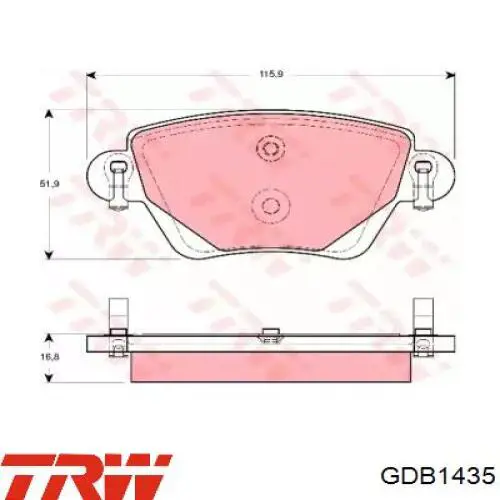 GDB1435 TRW Колодки тормозные дисковые комплект