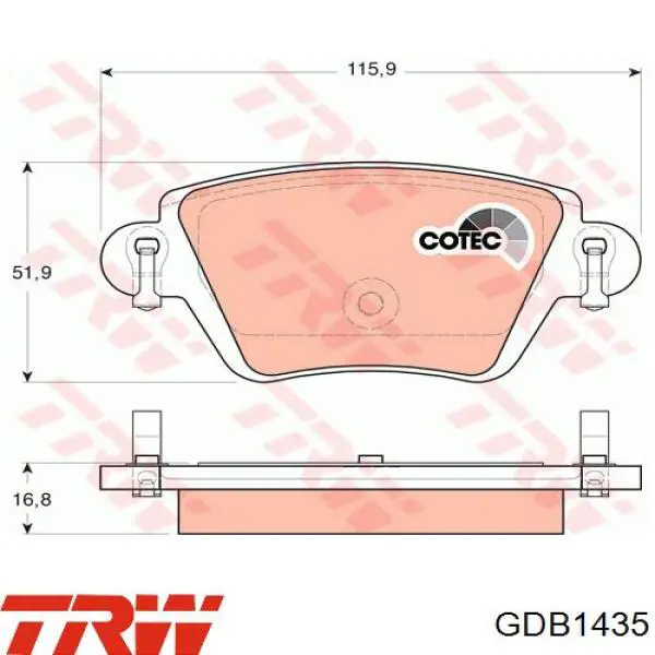 Купить GDB1435 TRW Колодки тормозные задние, дисковые