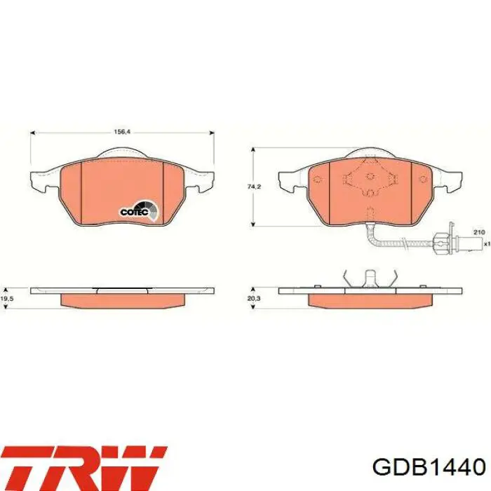 GDB1440 TRW колодки тормозные передние дисковые