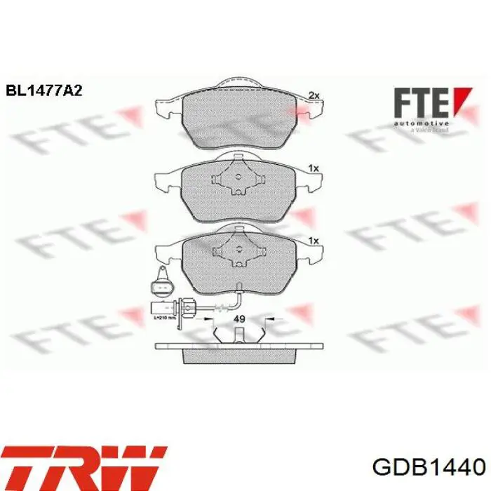 Купить GDB1440 TRW Колодки тормозные