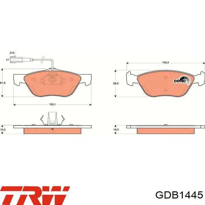 Купить GDB1445 TRW Колодки тормозные