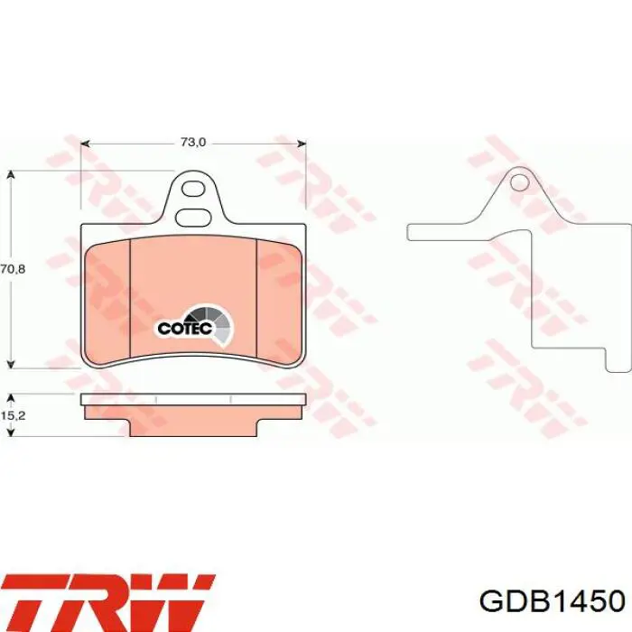 Задние тормозные колодки GDB1450 TRW