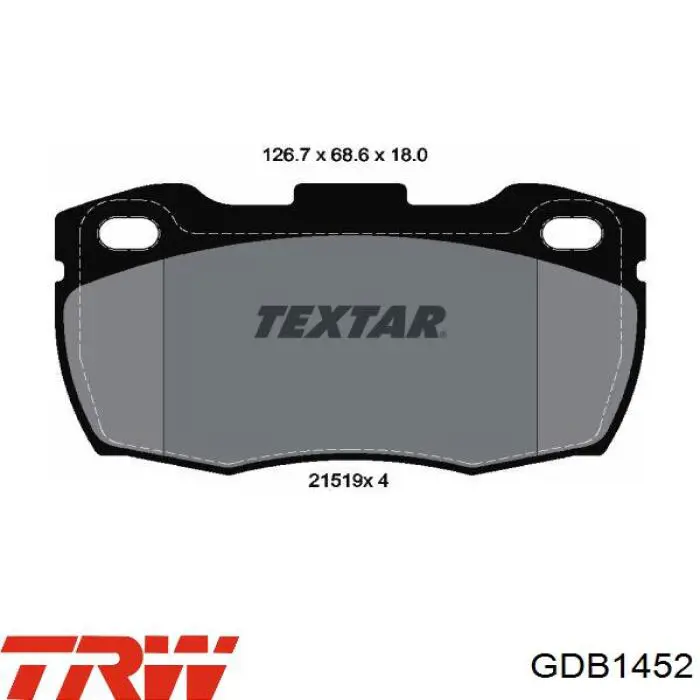 Передние тормозные колодки GDB1452 TRW