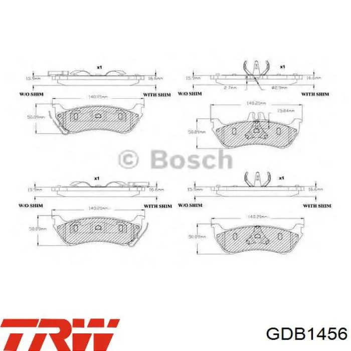 Купить GDB1456 TRW Колодки тормозные задние, дисковые
