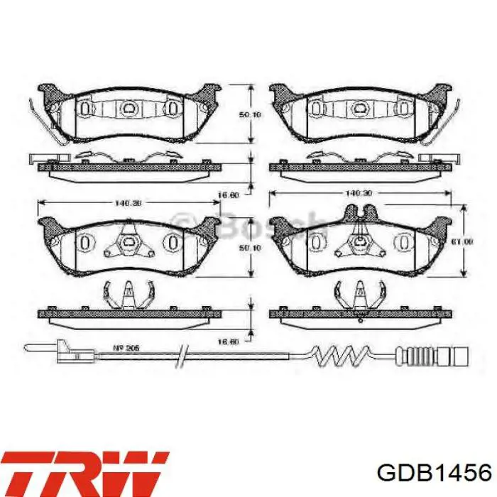 Задние тормозные колодки GDB1456 TRW