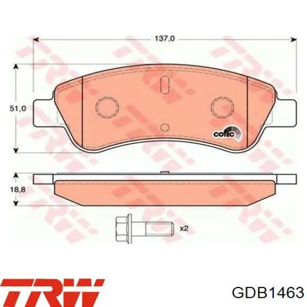 Колодки TRW GDB1463 цена, от 24.97 USD