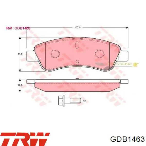 Передние тормозные колодки GDB1463 TRW