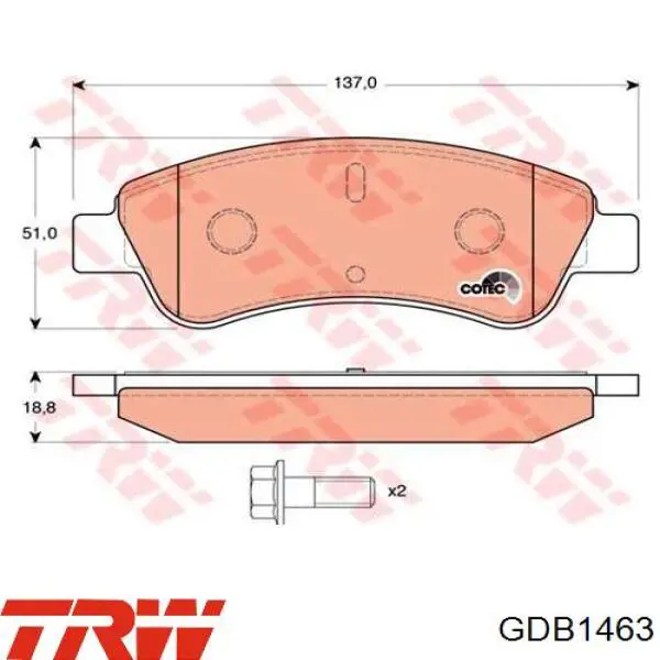 Купить GDB1463 TRW Колодки тормозные