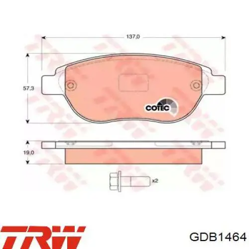 Передние тормозные колодки GDB1464 TRW