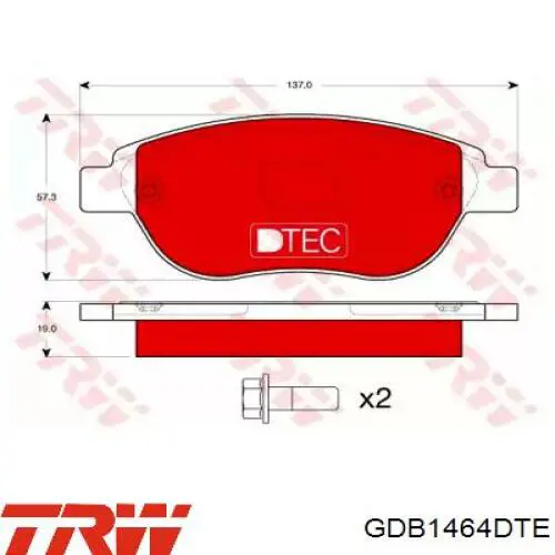 GDB1464DTE TRW колодки тормозные передние дисковые