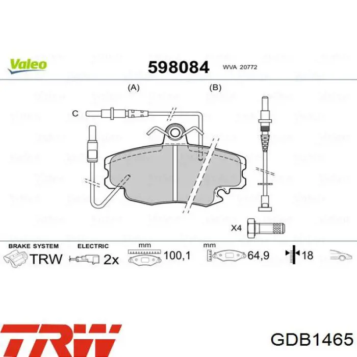 GDB1465 TRW Колодки передние