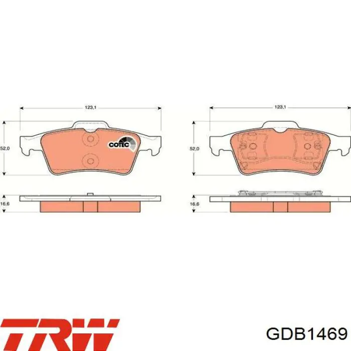 Задние дисковые колодки TRW GDB1469