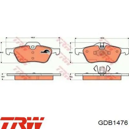 Передние тормозные колодки GDB1476 TRW