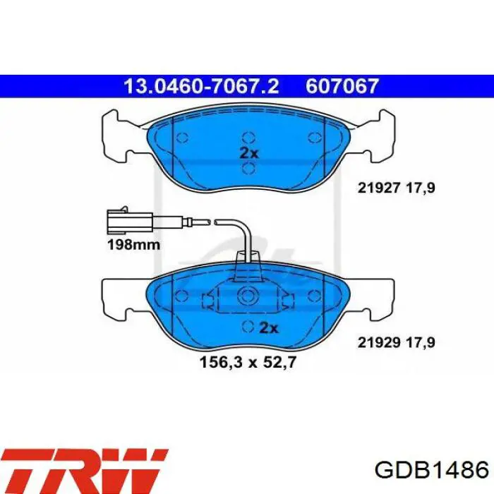 GDB1486 TRW колодки тормозные передние дисковые
