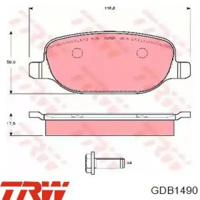 GDB1490 TRW колодки тормозные задние дисковые