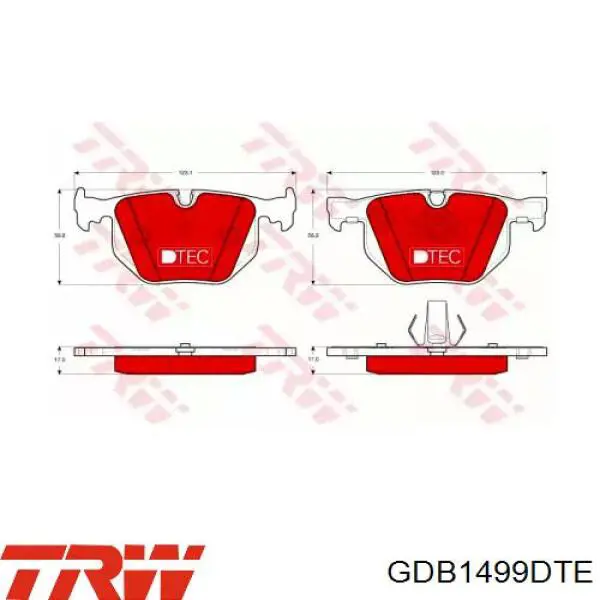 GDB1499DTE TRW колодки тормозные задние дисковые