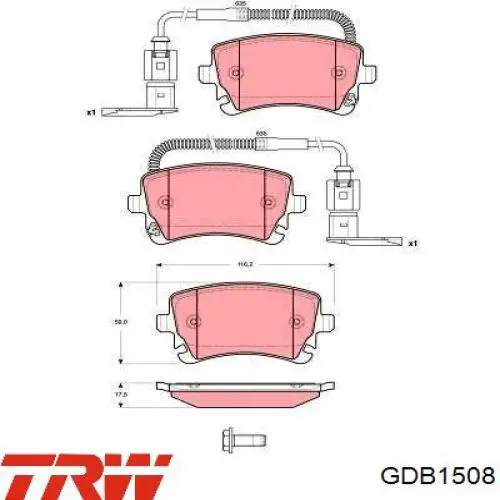 Задние тормозные колодки GDB1508 TRW