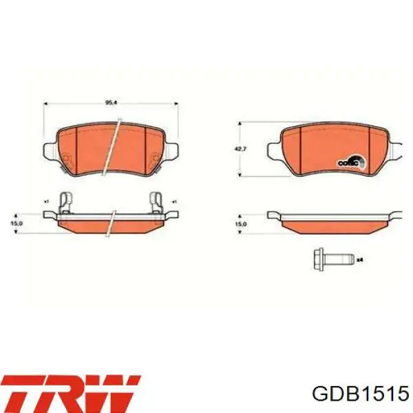 Задние дисковые колодки TRW GDB1515