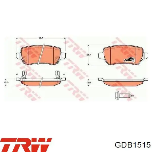 GDB1515 TRW Колодки тормозные дисковые комплект
