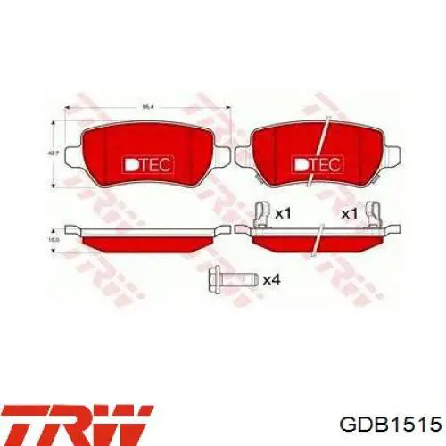 Колодки дисковые  TRW GDB1515 цена, от 21.93 USD