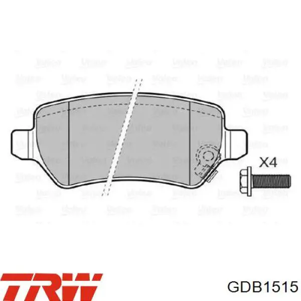 Колодки гальмові задні, дискові GDB1515 TRW