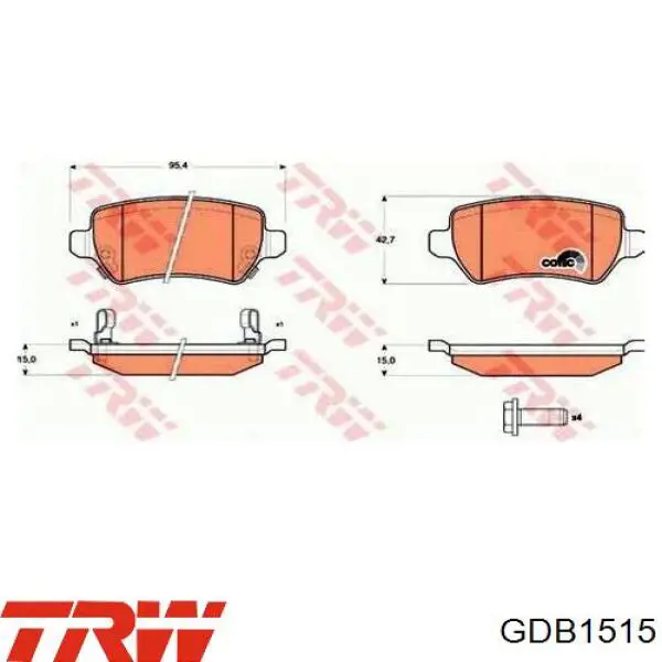 Купить GDB1515 TRW Колодки тормозные задние, дисковые