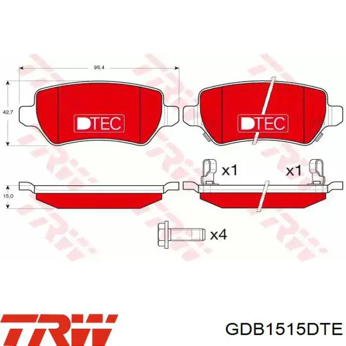 Задние тормозные колодки GDB1515DTE TRW