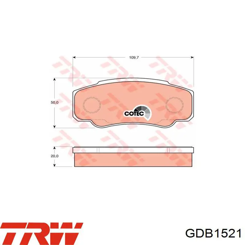 Задние тормозные колодки GDB1521 TRW