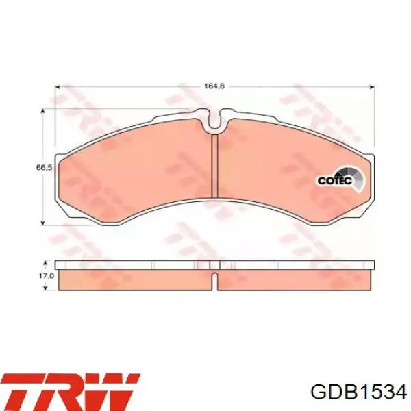 Купить GDB1534 TRW Колодки тормозные