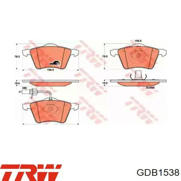 GDB1538 TRW колодки тормозные передние дисковые