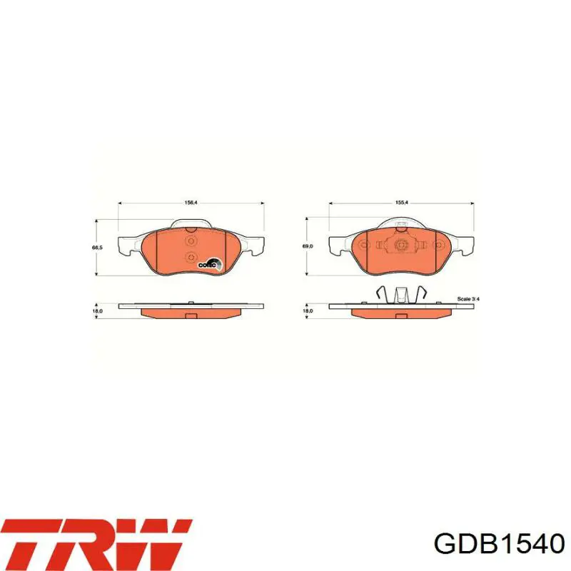 GDB1540 TRW Колодки передние