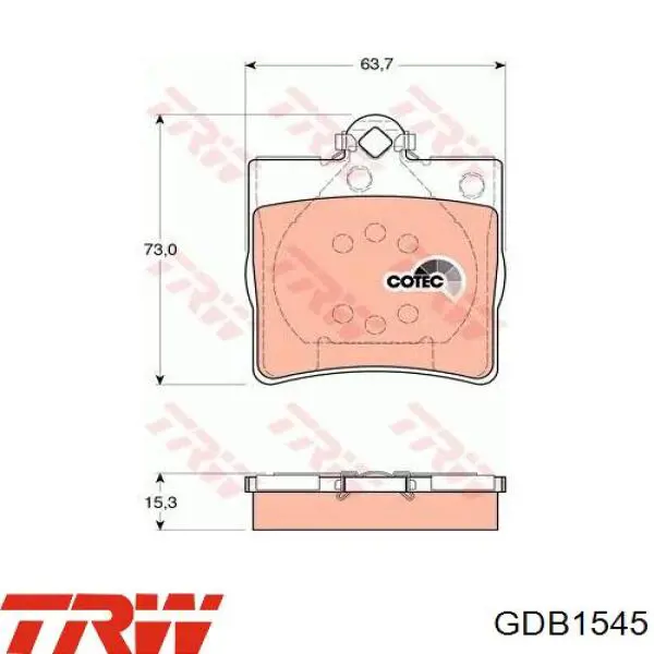 Купить GDB1545 TRW Колодки тормозные задние, дисковые