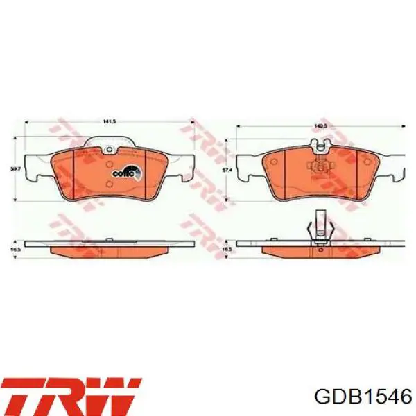 Купить GDB1546 TRW Колодки тормозные задние, дисковые