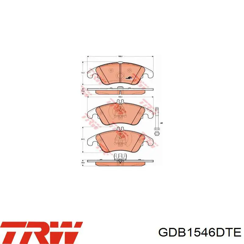 Задние тормозные колодки GDB1546DTE TRW
