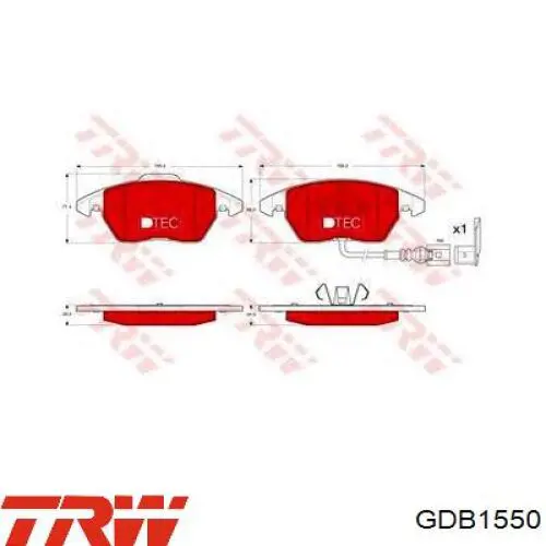 Колодки гальмівні передні, дискові GDB1550 TRW