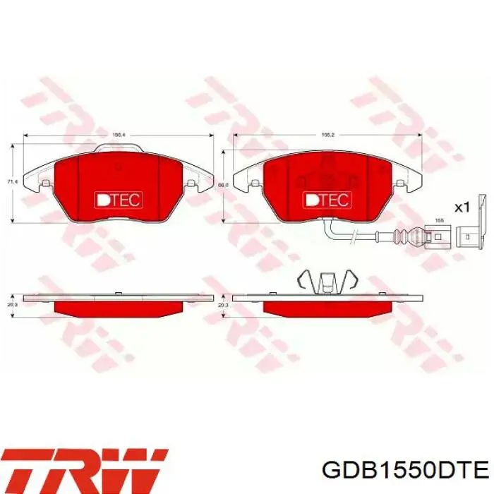 Передние тормозные колодки GDB1550DTE TRW