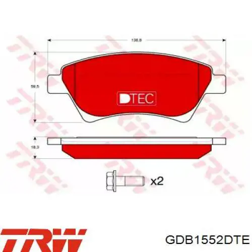 GDB1552DTE TRW колодки тормозные передние дисковые