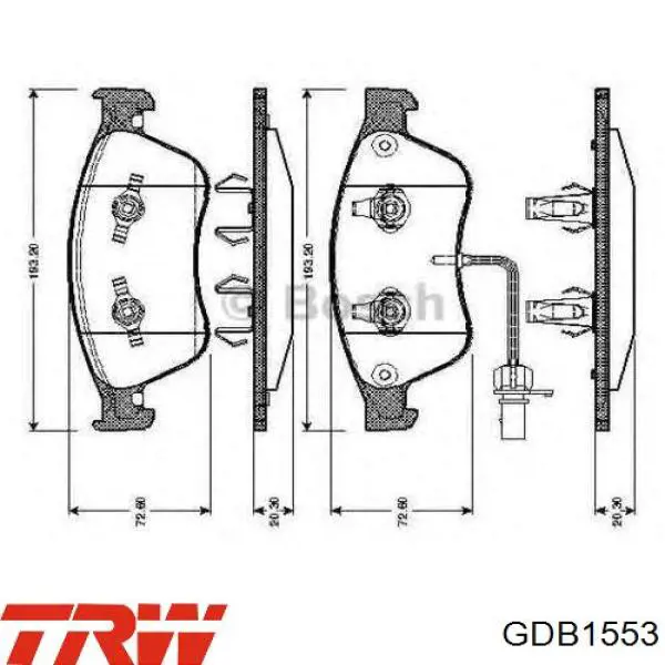 GDB1553 TRW Колодки передние